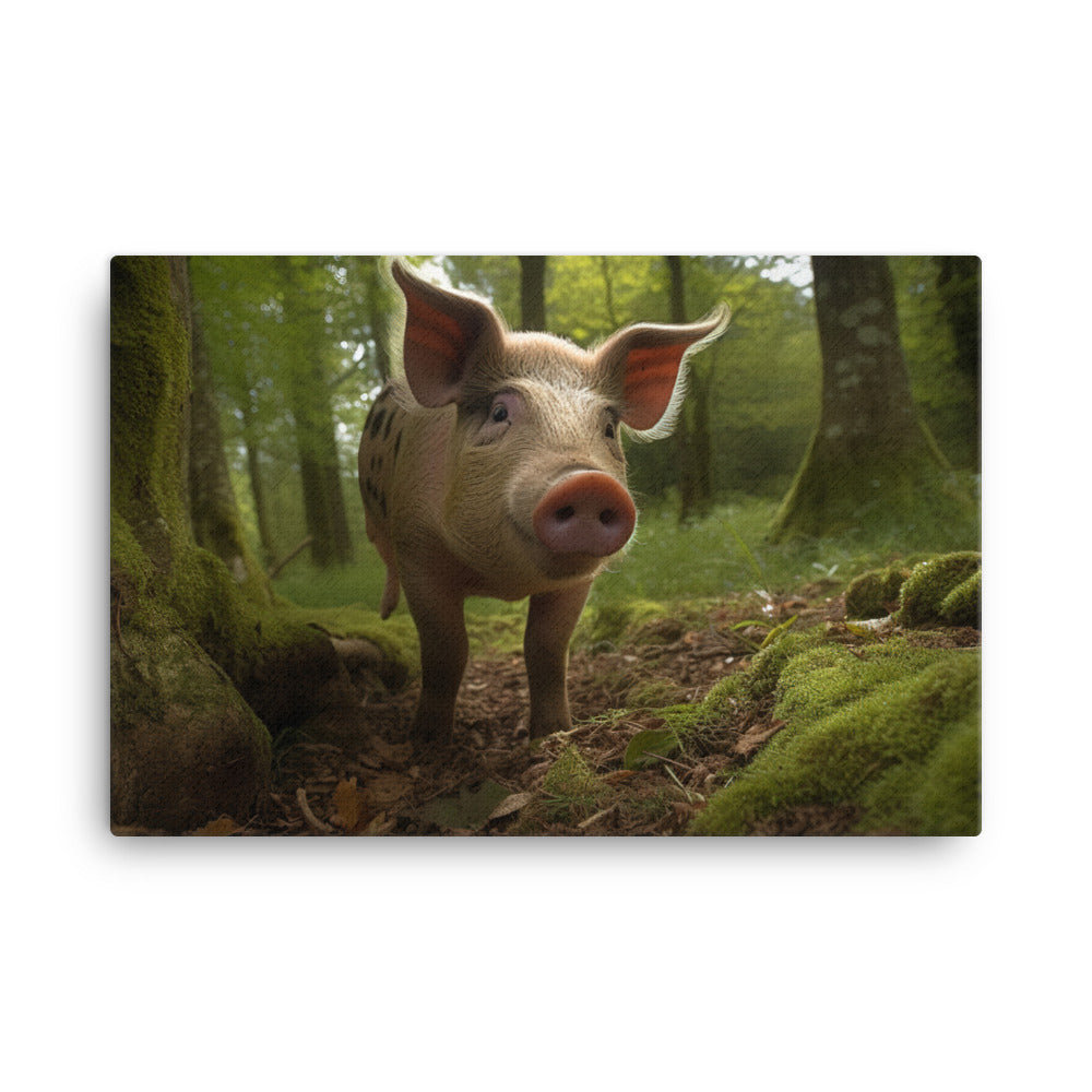 Berkshire Pig in its Natural Habitat canvas - Posterfy.AI