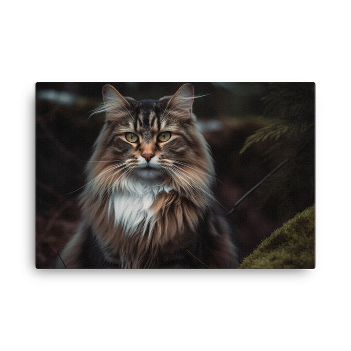 Portrait of a Majestic Norwegian Forest Cat canvas - Posterfy.AI