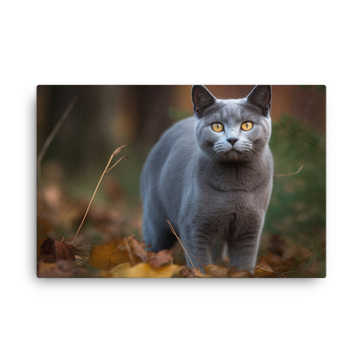 Russian Blue in Natures Playground canvas - Posterfy.AI