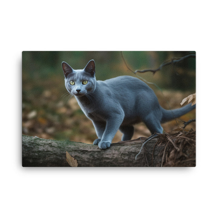 Russian Blue in Natures Playground canvas - Posterfy.AI