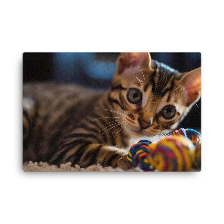 Gorgeous Bengal Kitten Playing with Toys canvas - Posterfy.AI