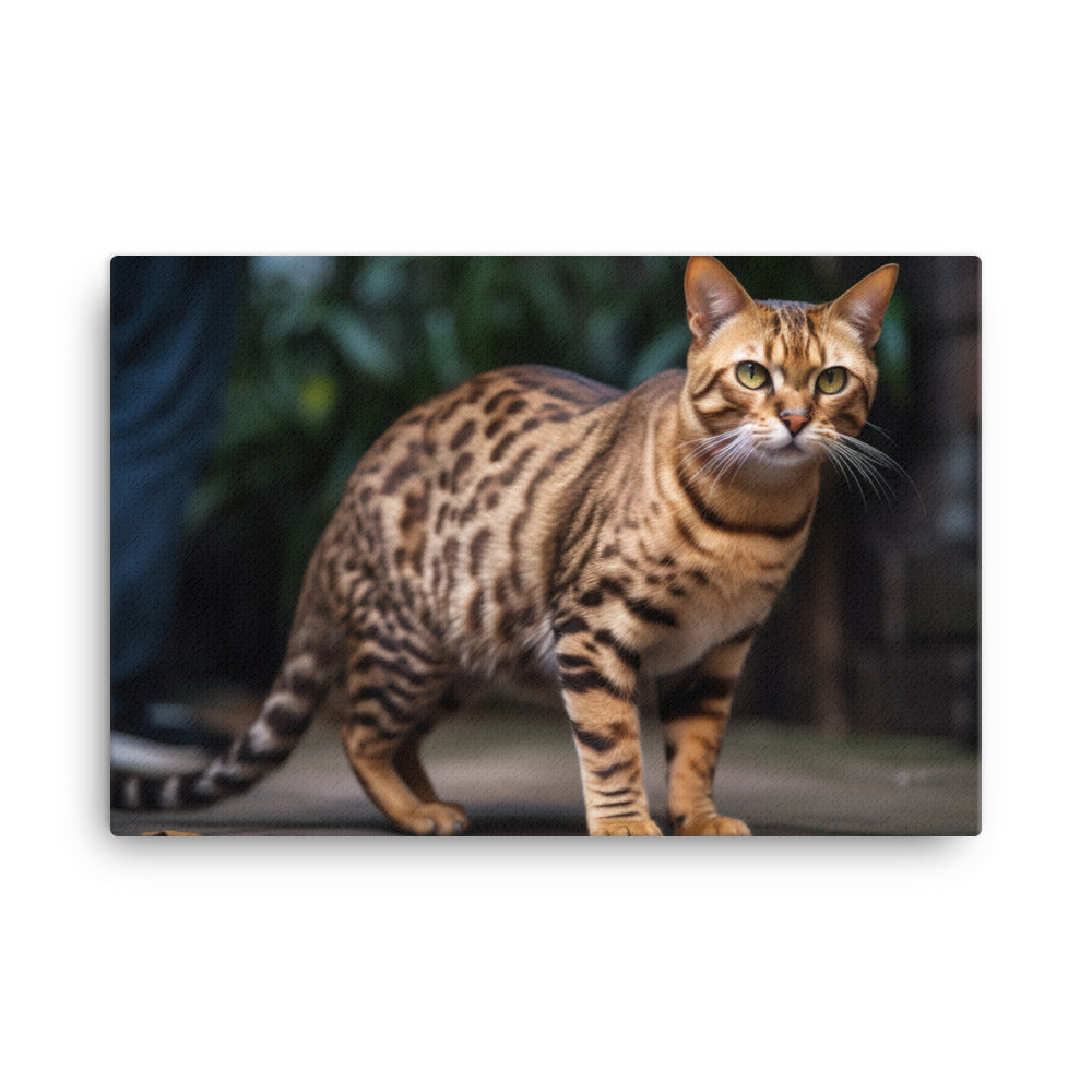 Beautiful Bengal Cat Posing for the Camera canvas - Posterfy.AI