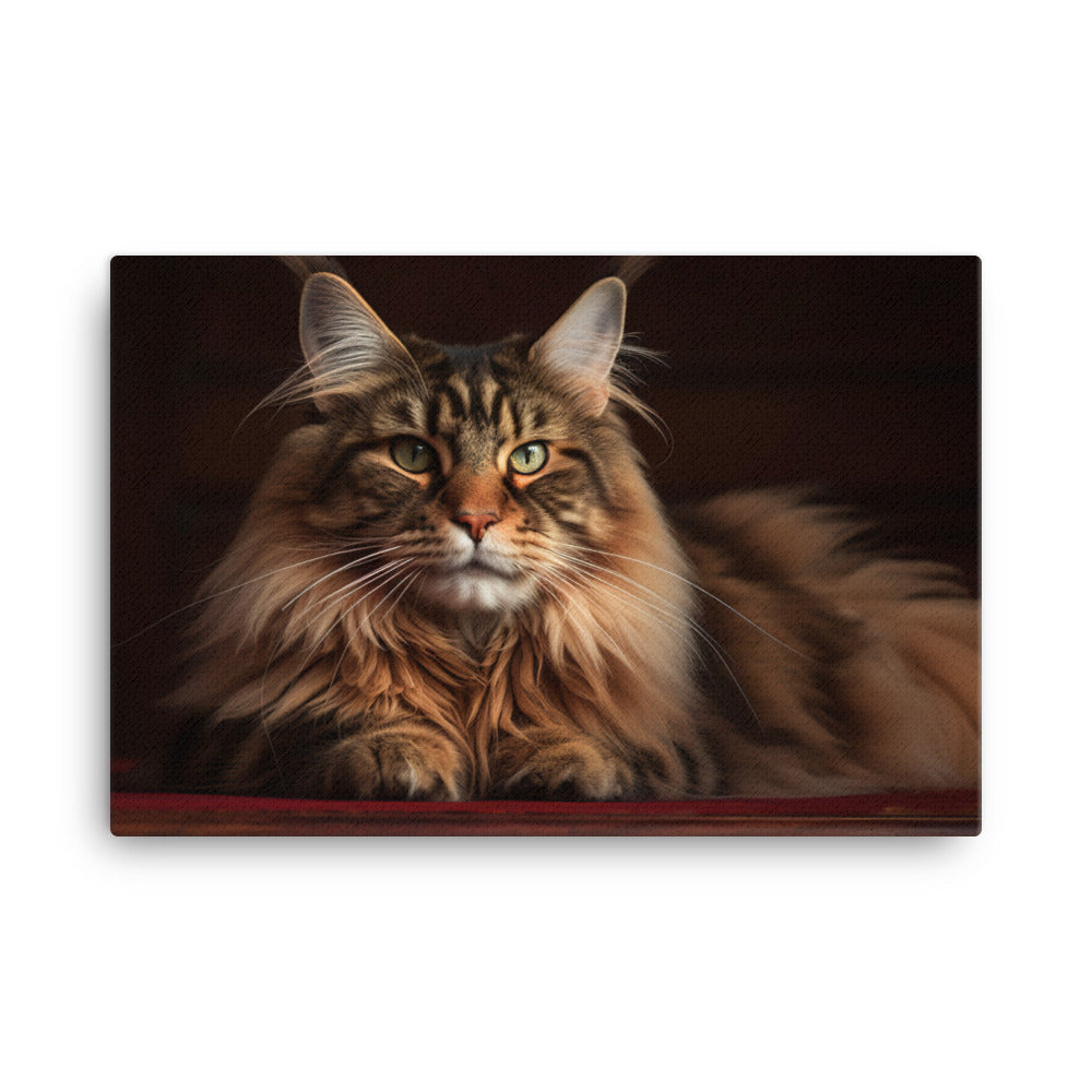 Maine Coon in its element with a regal pose canvas - Posterfy.AI