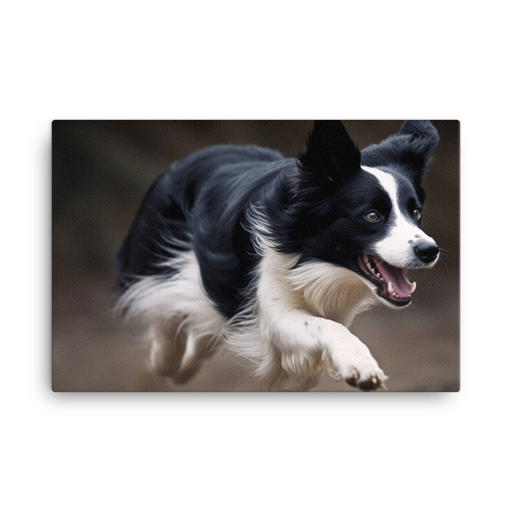 Energetic Border Collie in Action canvas - Posterfy.AI