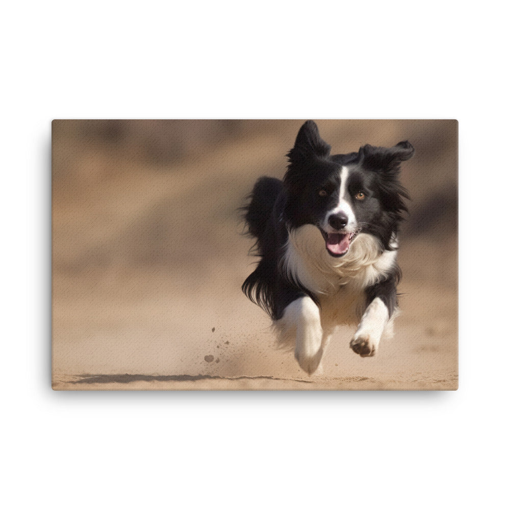 Energetic Border Collie in Action canvas - Posterfy.AI