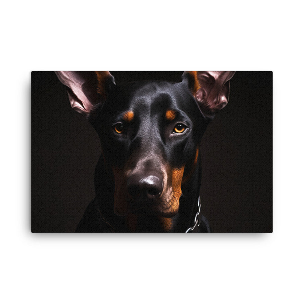 Doberman Pinschers piercing gaze canvas - Posterfy.AI