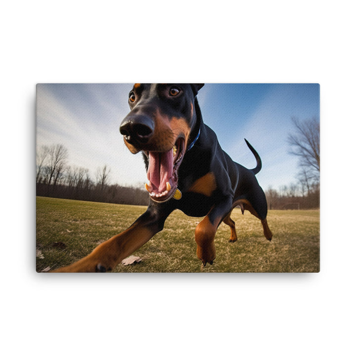 Doberman Pinschers love of running canvas - Posterfy.AI