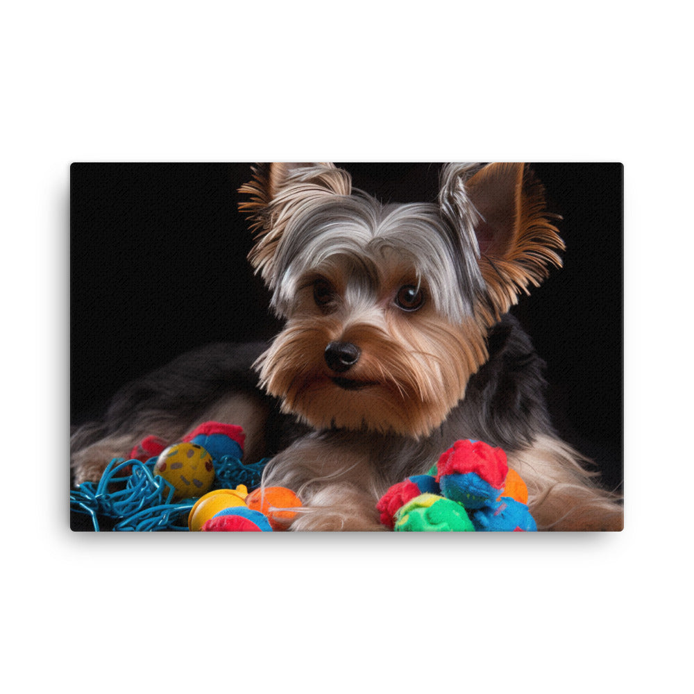 Yorkshire Terrier with Toys canvas - Posterfy.AI