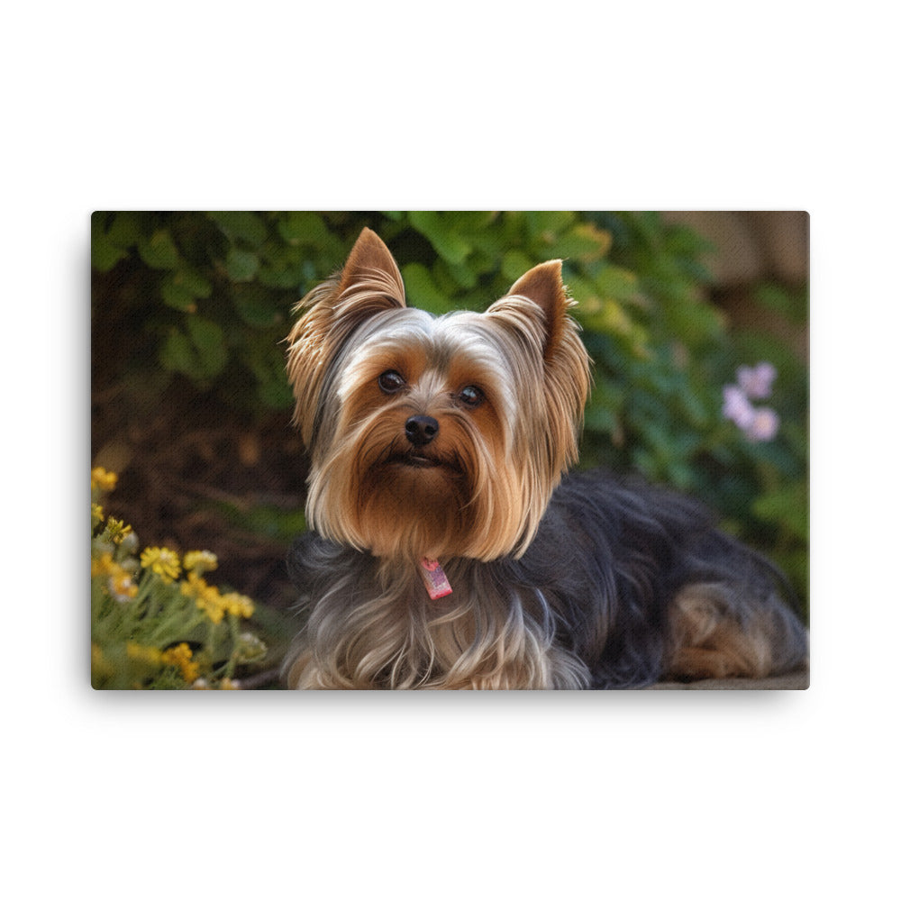 Yorkshire Terrier in the Garden canvas - Posterfy.AI