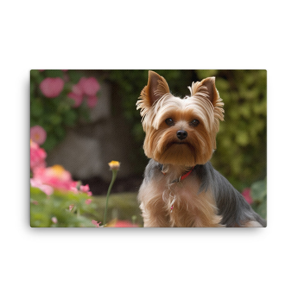 Yorkshire Terrier in the Garden canvas - Posterfy.AI