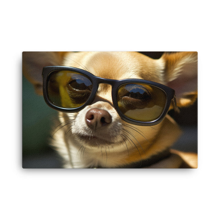 A Chihuahua wearing sunglasses canvas - Posterfy.AI