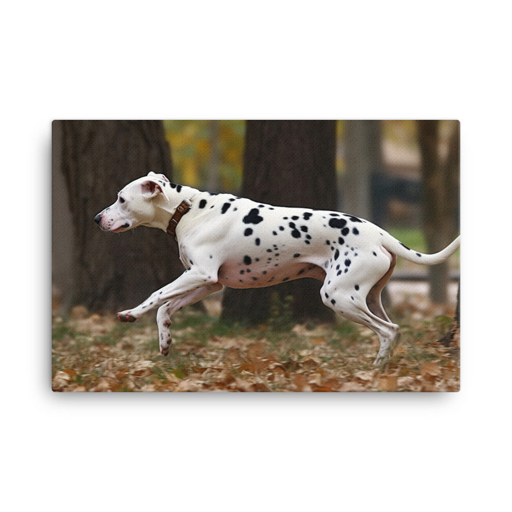 Dalmatian running in a park canvas - Posterfy.AI