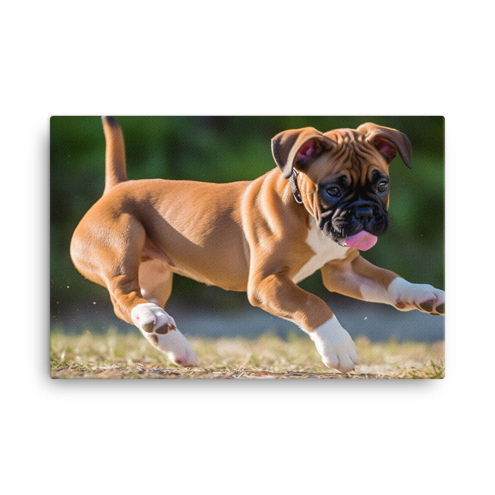 Playful Boxer Pup canvas - Posterfy.AI