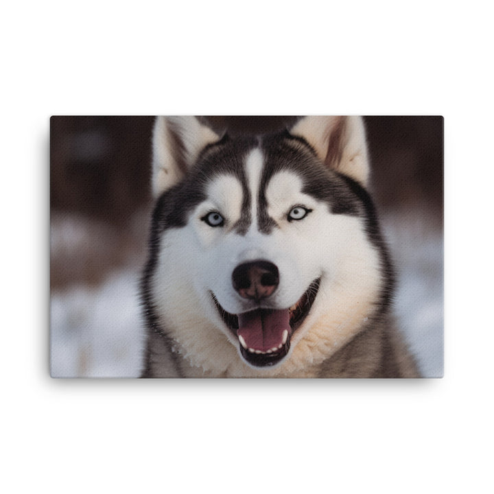 Siberian Husky with its mouth open canvas - Posterfy.AI