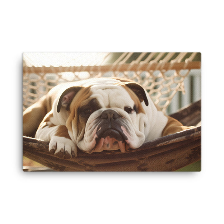 Relaxing Bulldog in the Hammock canvas - Posterfy.AI