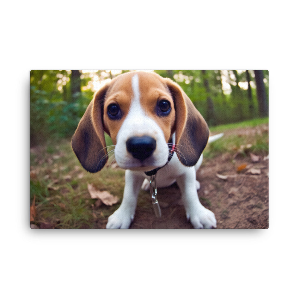 The curious eyes of a Beagle pup canvas - Posterfy.AI