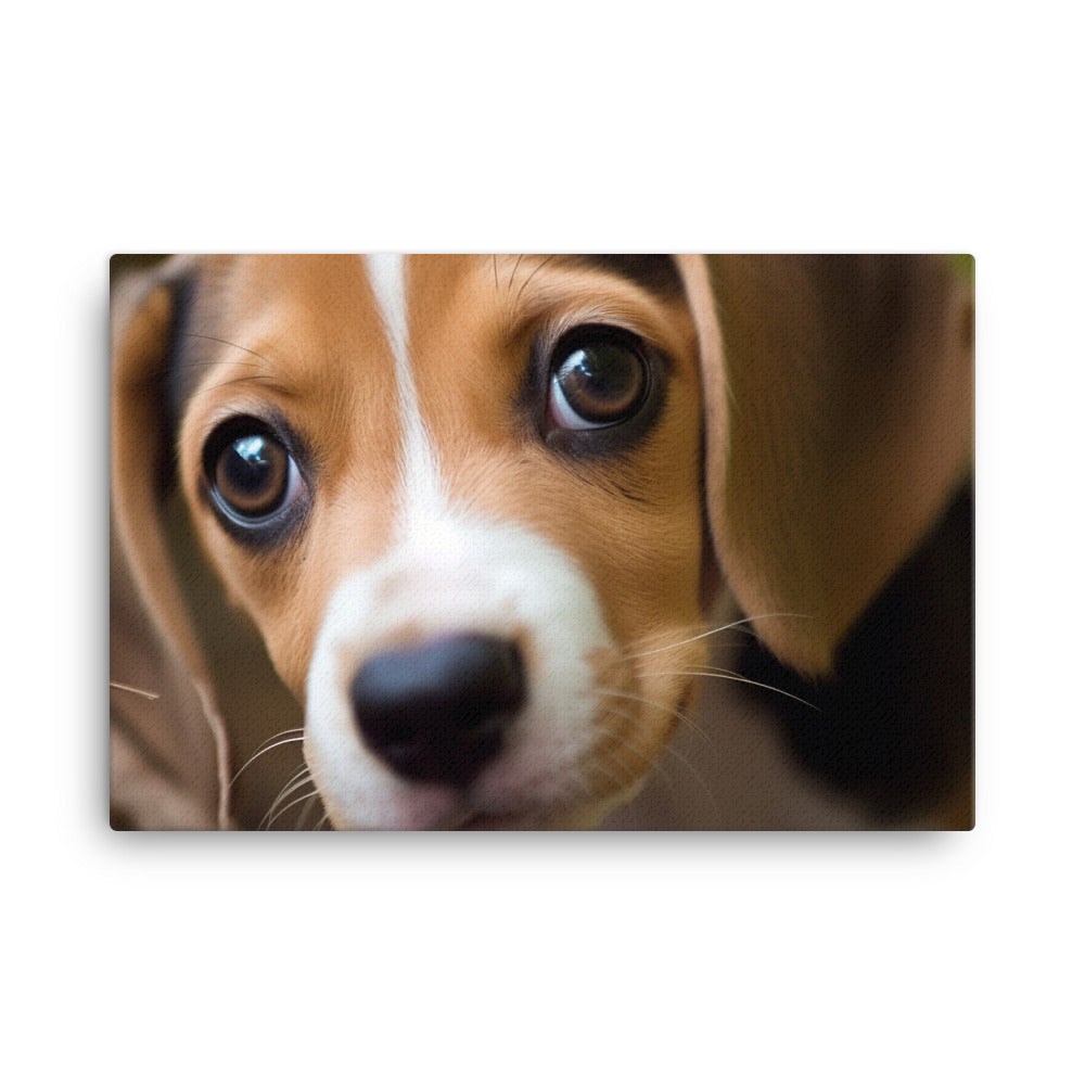 The curious eyes of a Beagle pup canvas - Posterfy.AI