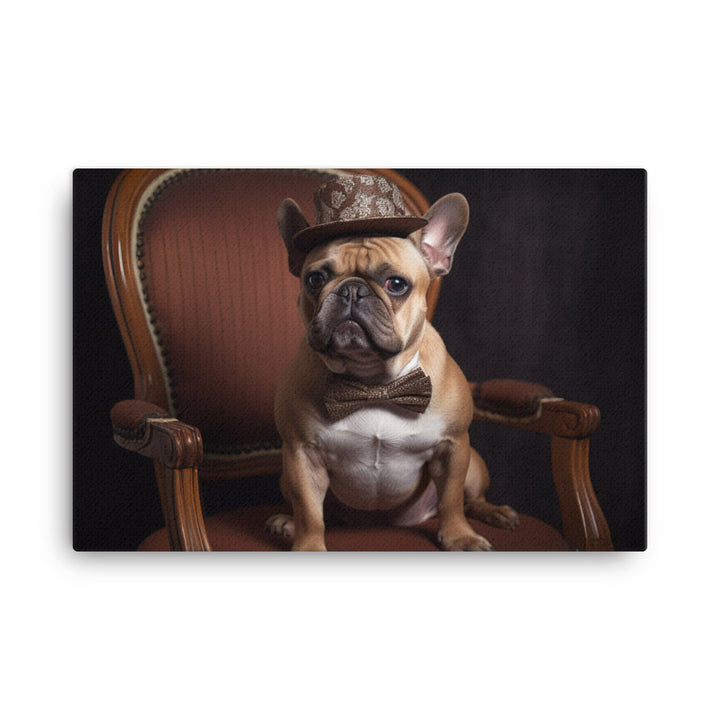 A French Bulldog dressed up in a bow tie canvas - Posterfy.AI