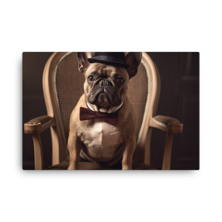 A French Bulldog dressed up in a bow tie canvas - Posterfy.AI