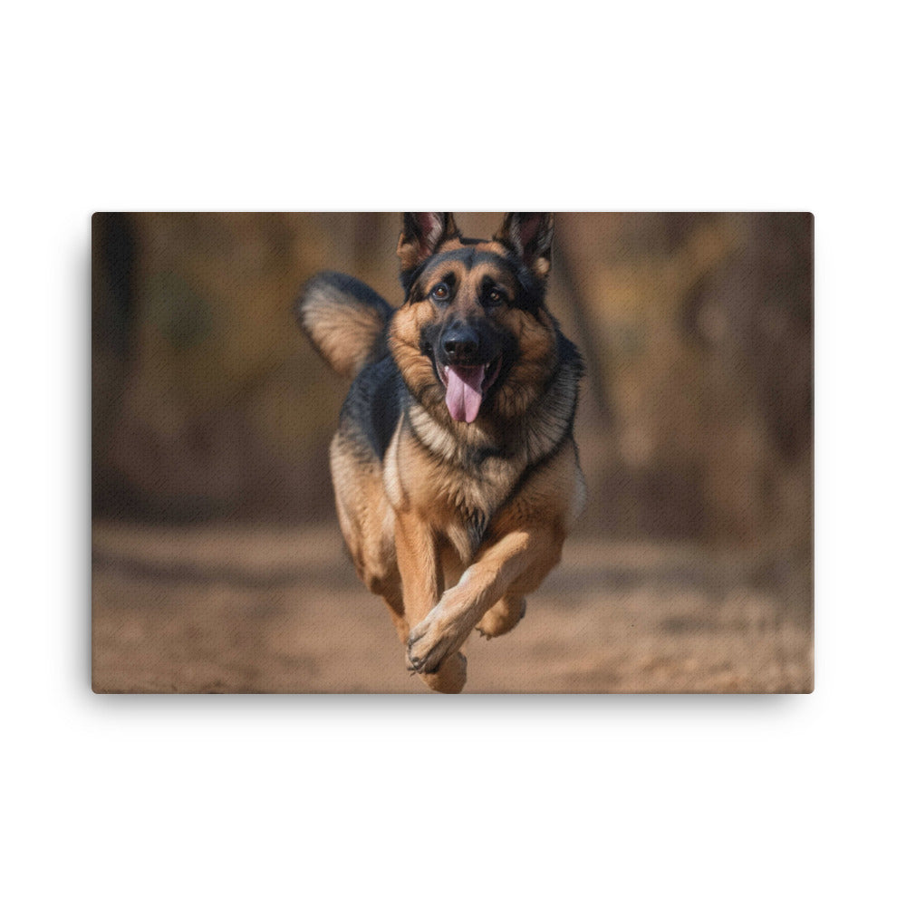 German Shepherd in motion canvas - Posterfy.AI