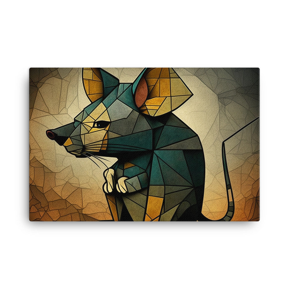 Rat in colorful cubism style canvas - Posterfy.AI