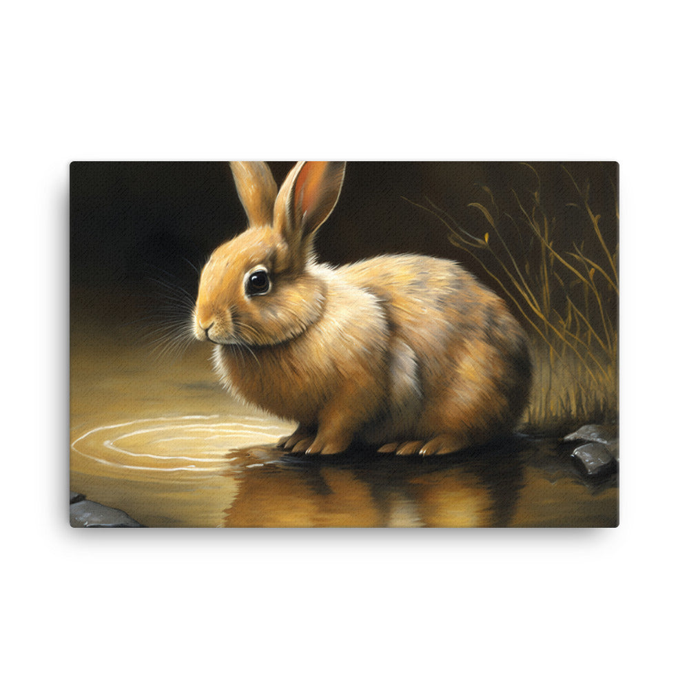 Rabbit oil painting canvas - Posterfy.AI