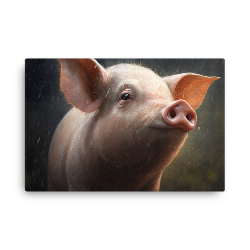 Pig oil painting canvas - Posterfy.AI