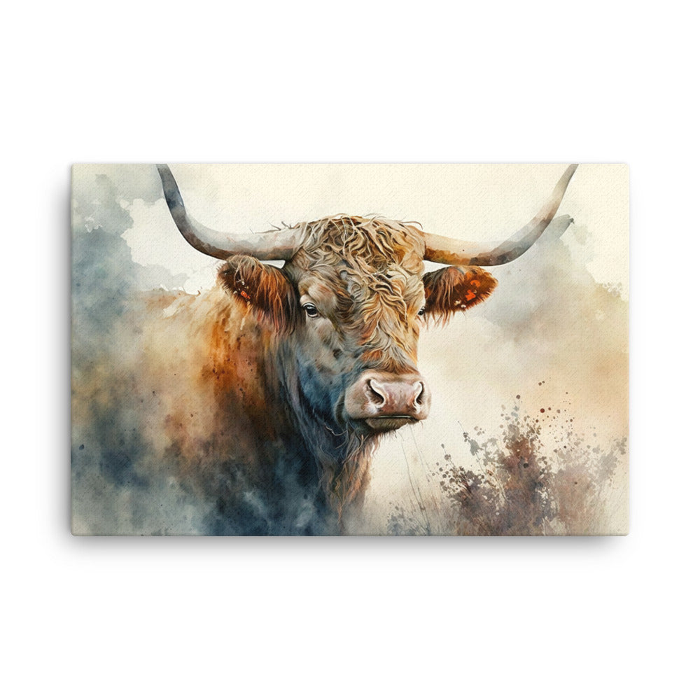 Ox in watercolour canvas - Posterfy.AI