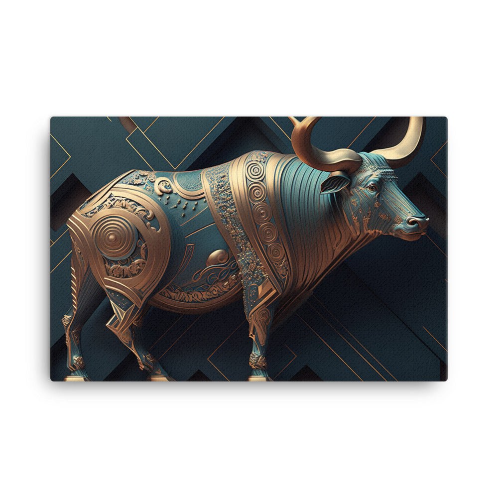 Ox in art deco canvas - Posterfy.AI
