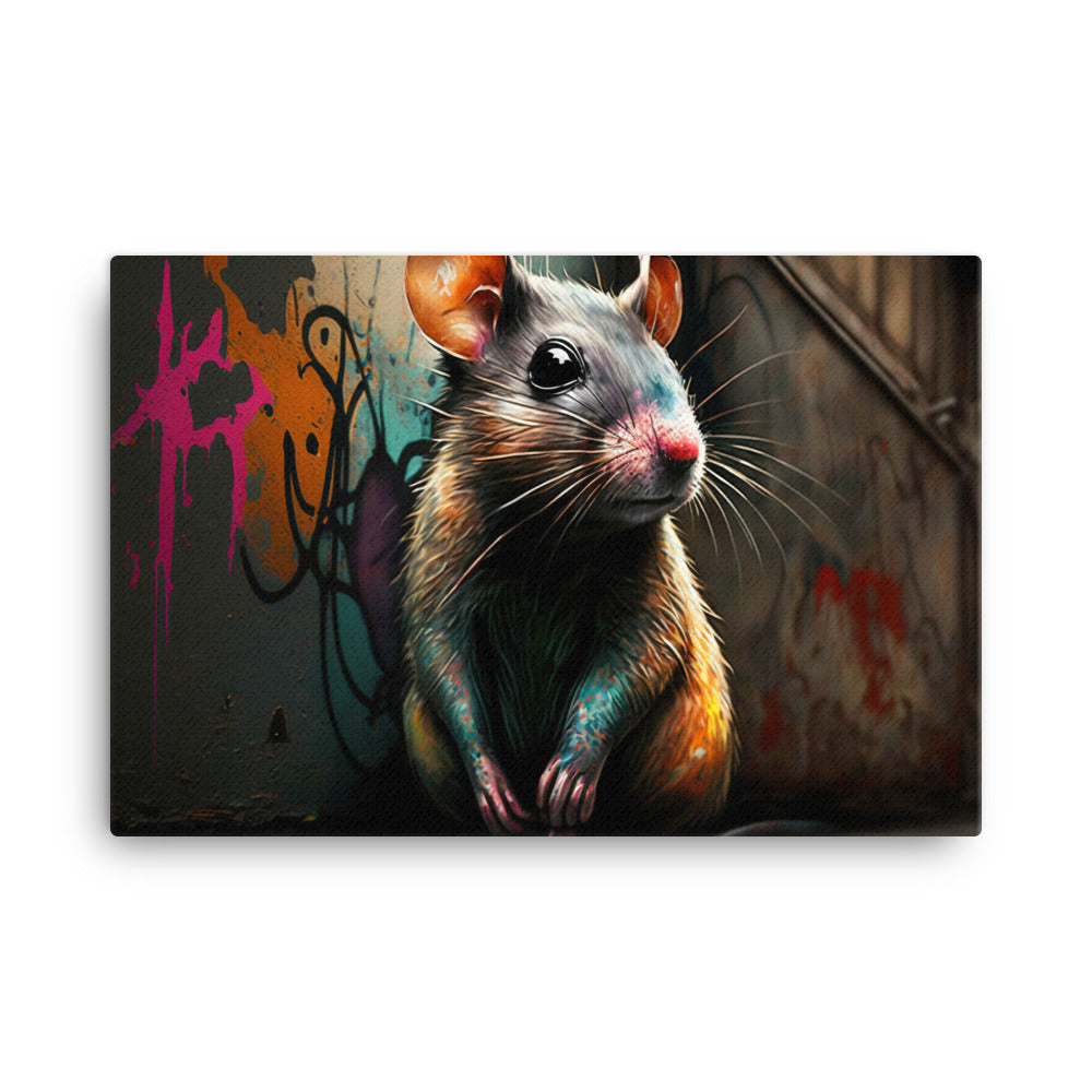 Rat in graffiti art canvas - Posterfy.AI
