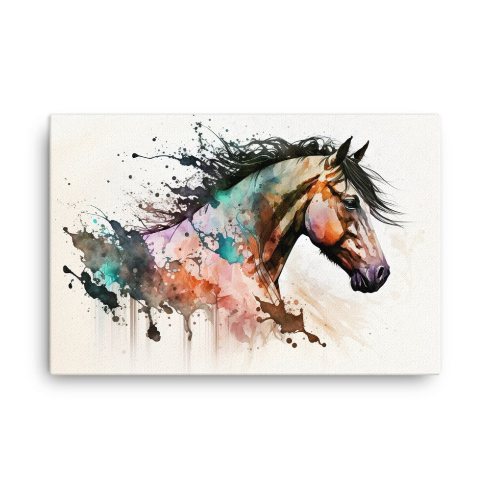 Horse in watercolour canvas - Posterfy.AI