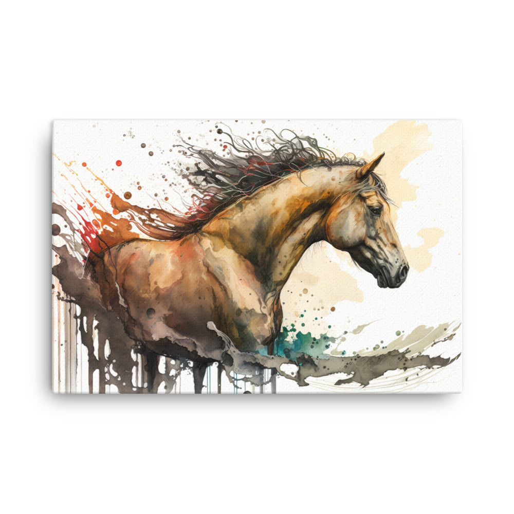 Horse in watercolour canvas - Posterfy.AI
