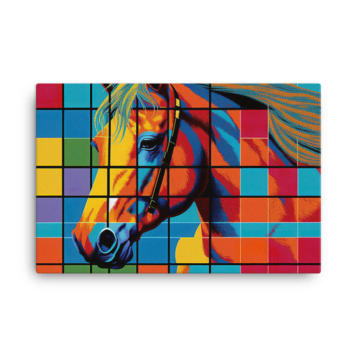 Horse in colorful grids canvas - Posterfy.AI