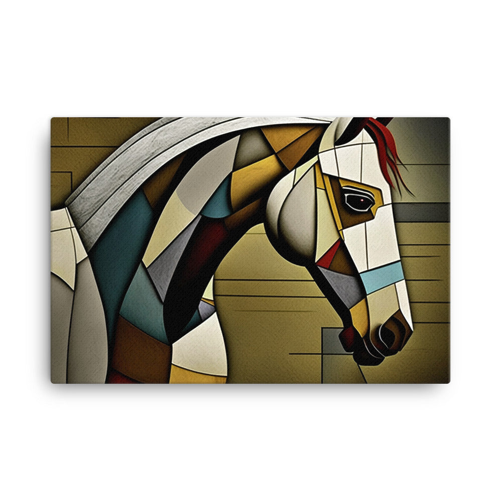 Horse in colorful cubism style canvas - Posterfy.AI