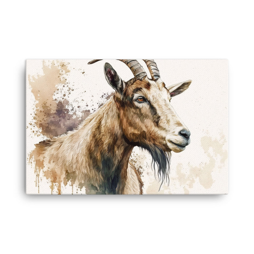 Goat in watercolour canvas - Posterfy.AI