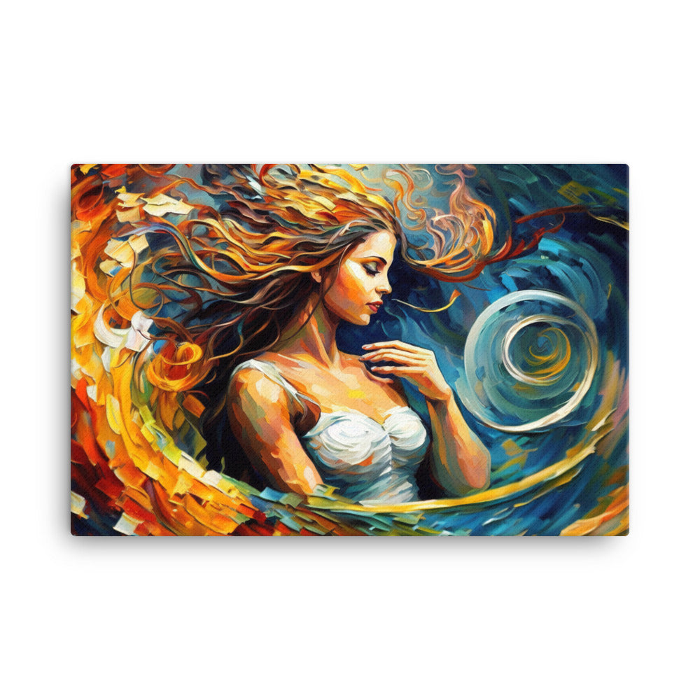 Virgo in surreal artistic colorful style canvas - Posterfy.AI