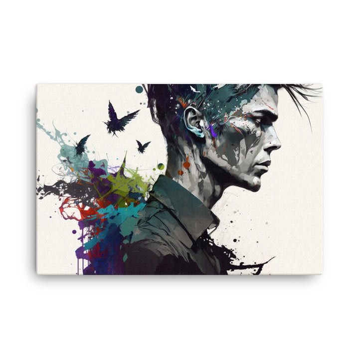 Contemplating man in contemporary ornamental style canvas - Posterfy.AI