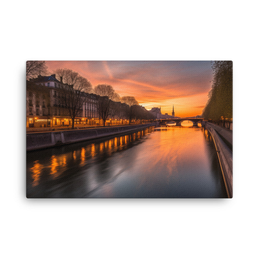 Seine River Sunset canvas - Posterfy.AI