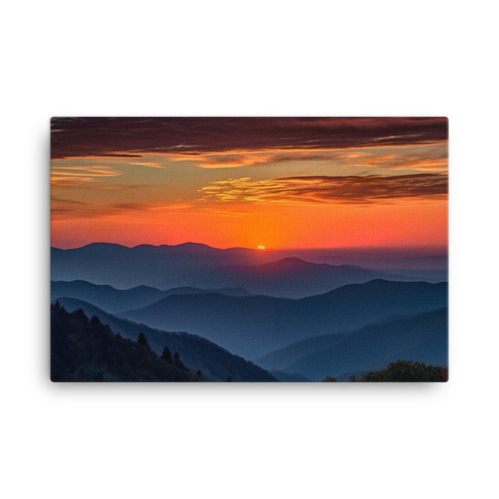 Sunset Over the Mountains canvas - Posterfy.AI