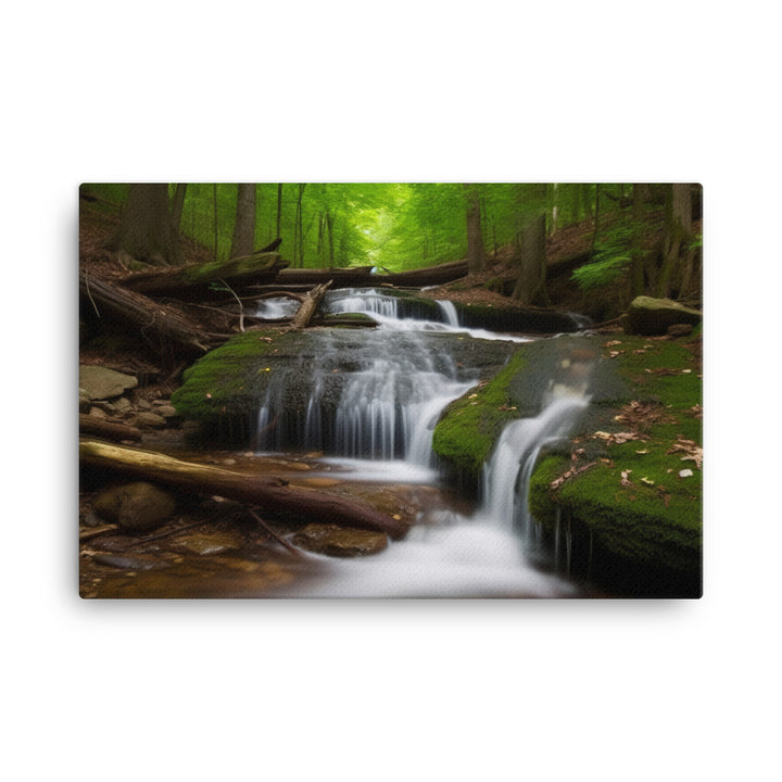 Majestic Waterfall in the Woods canvas - Posterfy.AI