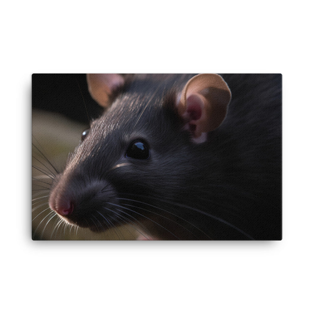 Up Close with a Black Rat canvas - Posterfy.AI