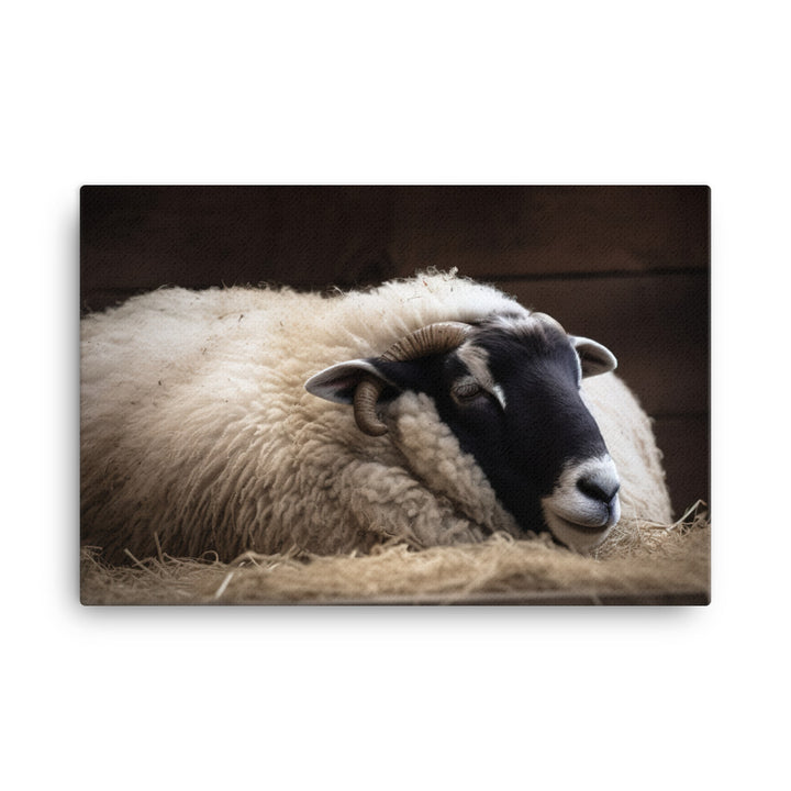 Sleepy Suffolk Sheep at the Barnyard canvas - Posterfy.AI