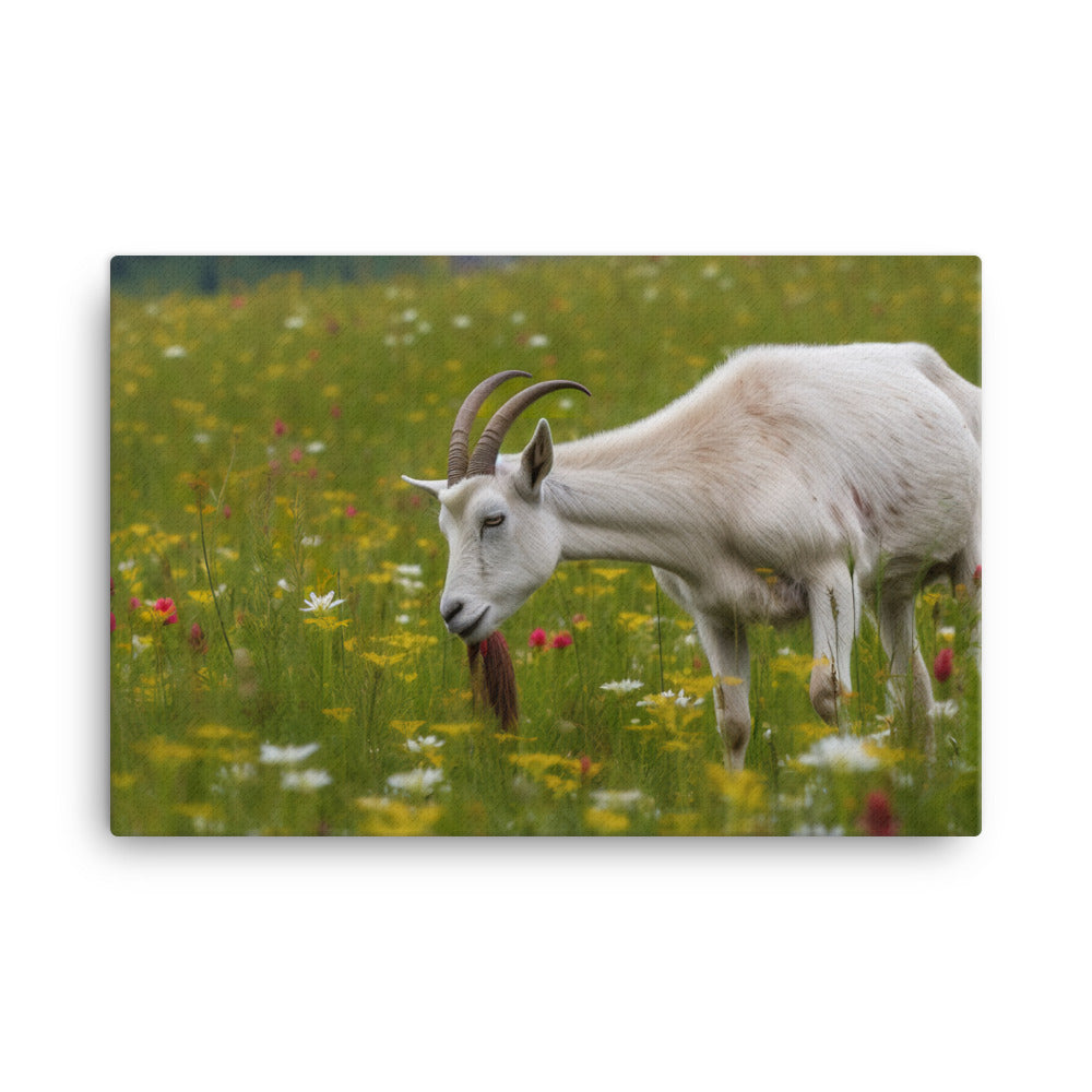 Saanen goat grazing canvas - Posterfy.AI