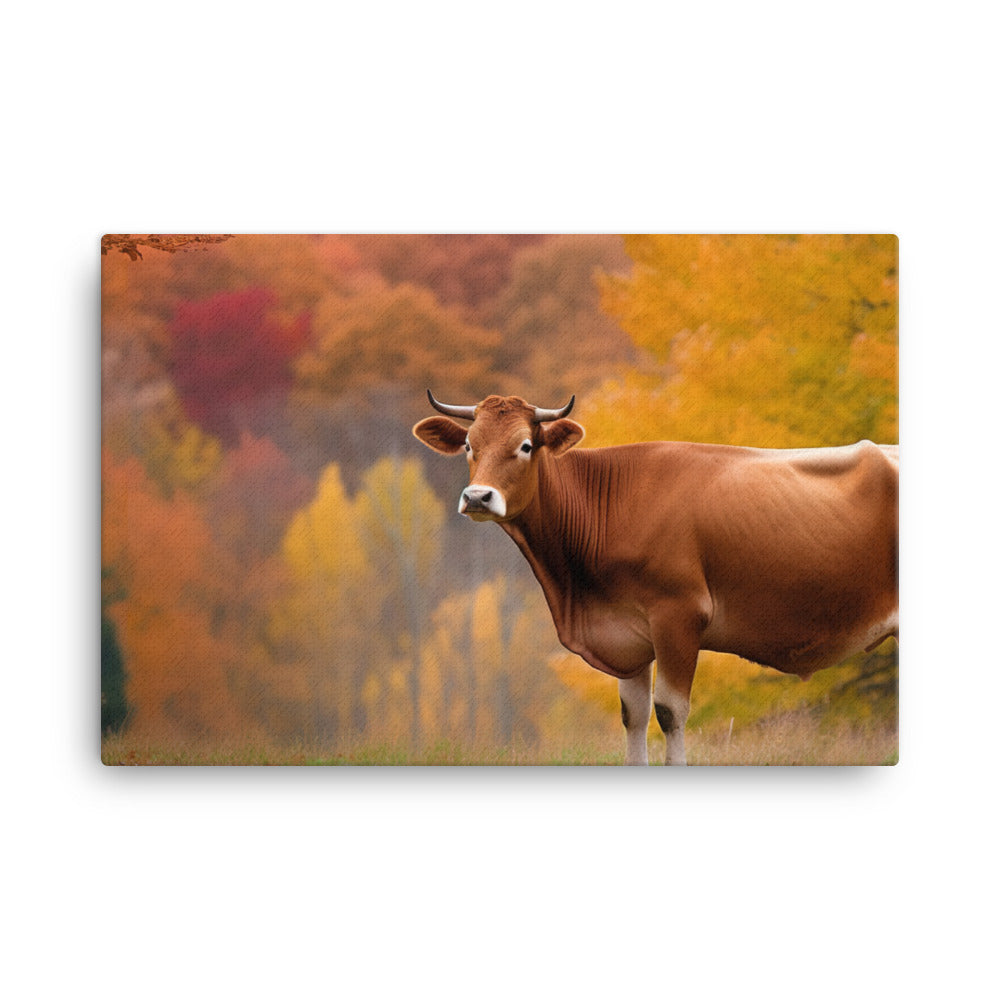 Jersey Cow in Autumn Colors canvas - Posterfy.AI