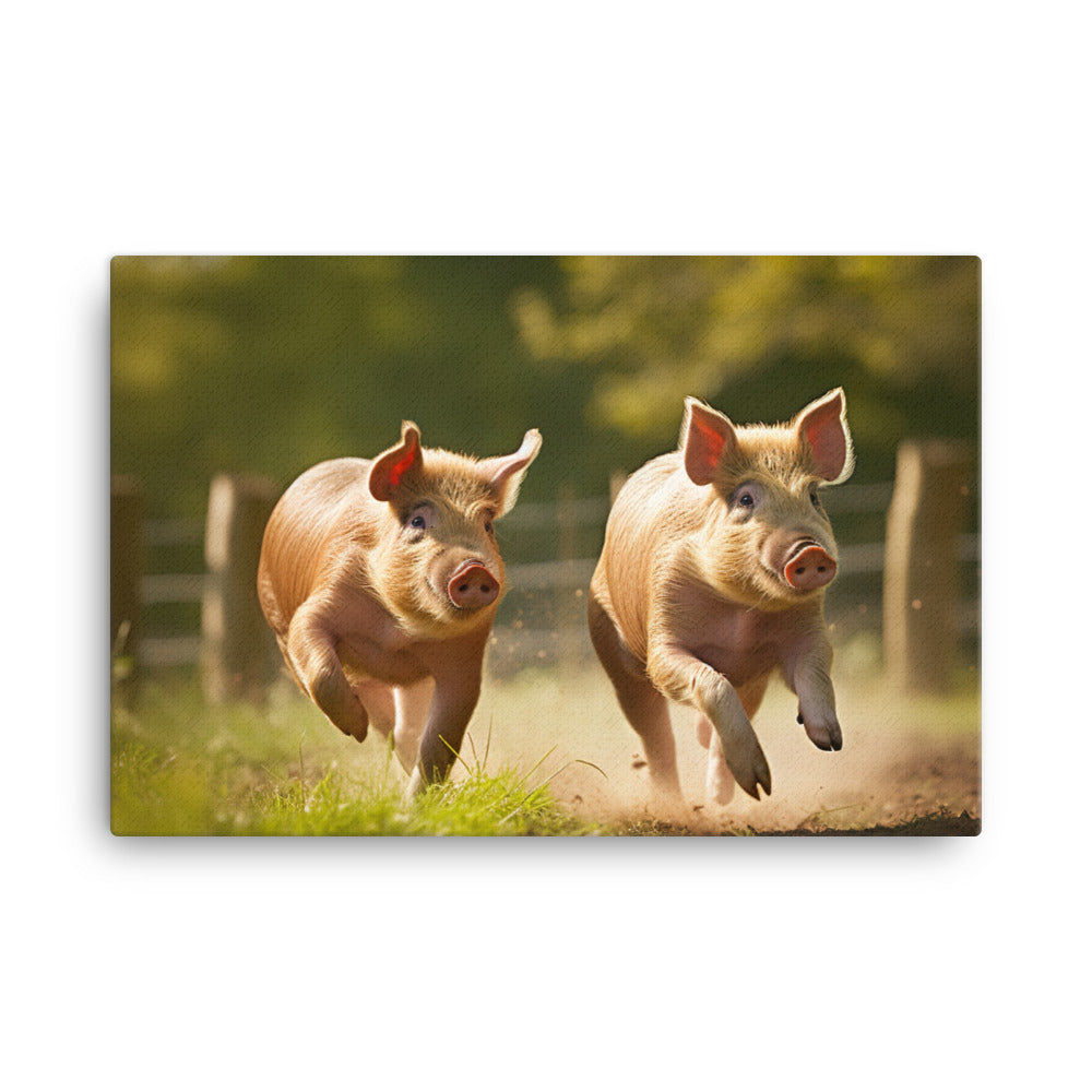 The Playful Spirit of Hampshire Pigs canvas - Posterfy.AI