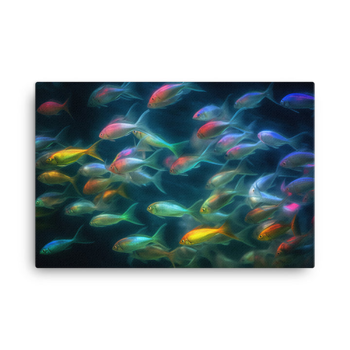 Rainbow Fish Schooling canvas - Posterfy.AI