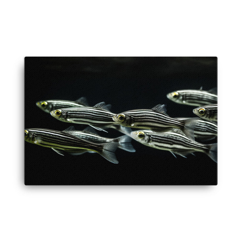Zebrafish Family Swimming in Harmony canvas - Posterfy.AI
