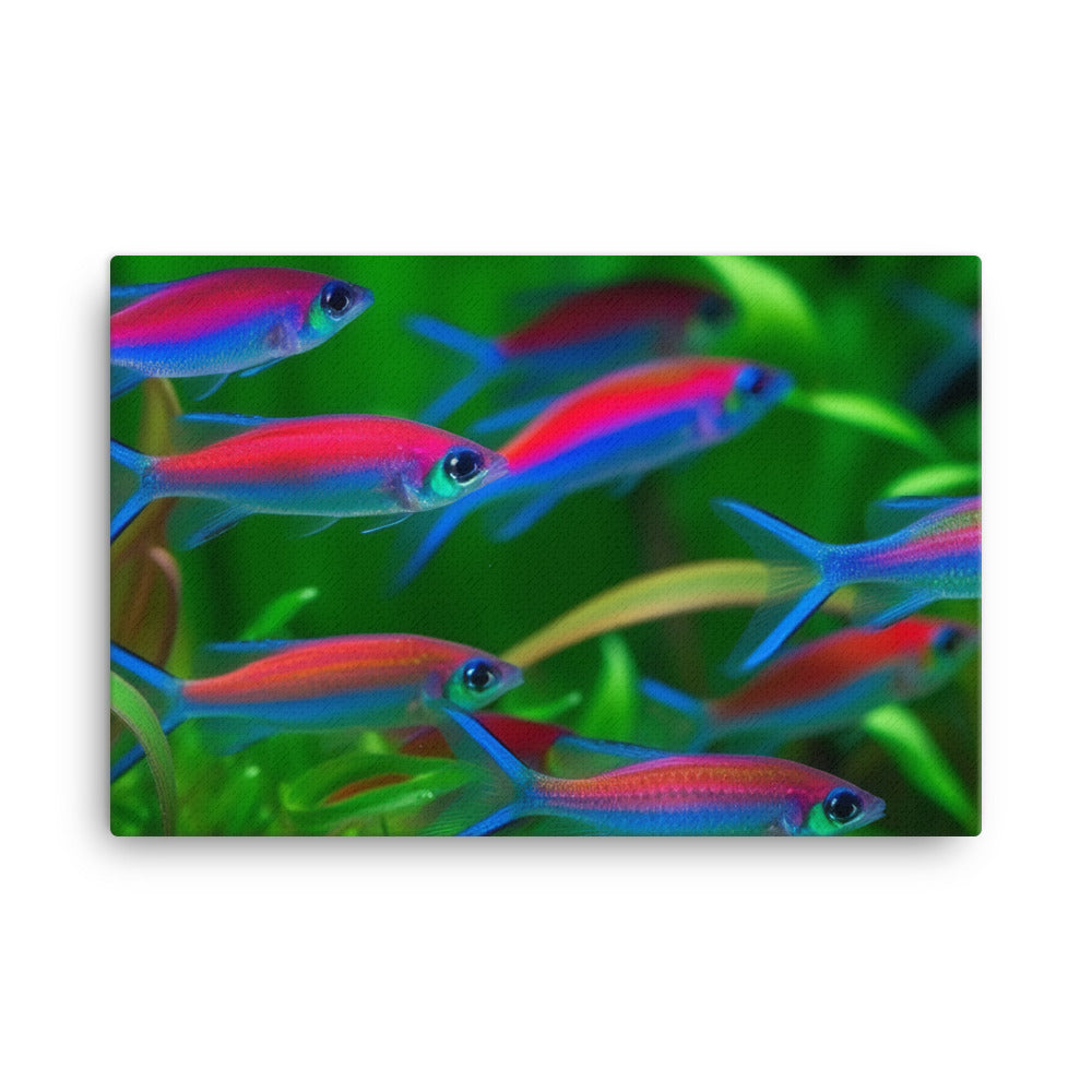 Neon Tetras in Their Natural Habitat canvas - Posterfy.AI