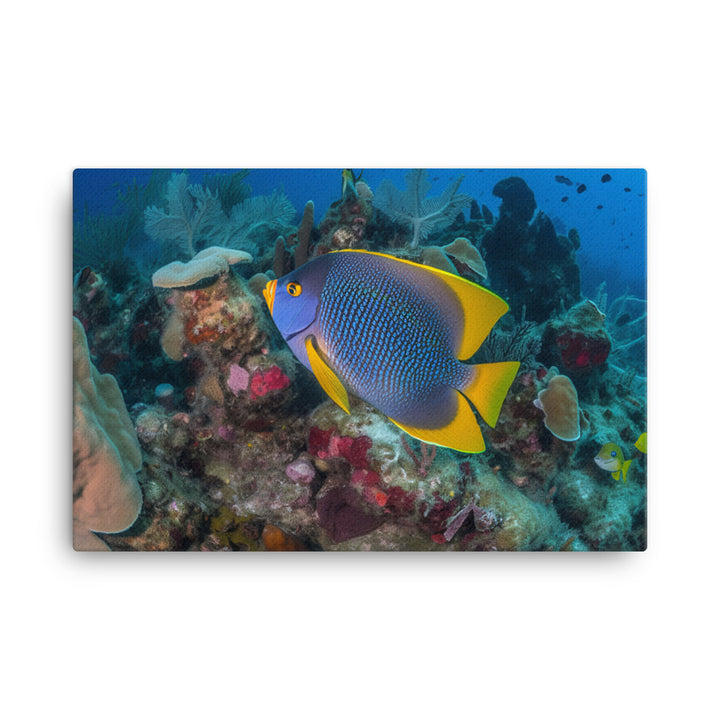 Elegant Angelfish in a Colorful Reef canvas - Posterfy.AI
