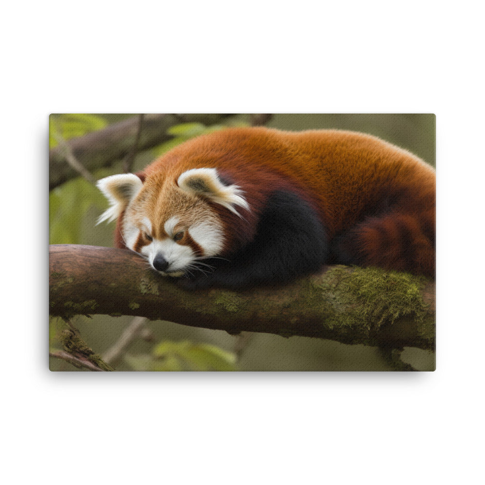 Sleepy Red Panda Taking a Nap on a Branch canvas - Posterfy.AI